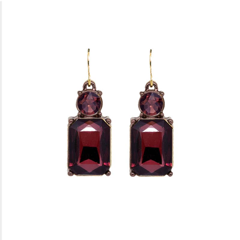 Twin Gem Earring in Burgundy & Chocolate Brown