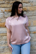 Load image into Gallery viewer, Satin Boxy T-shirt Top Soft Pink
