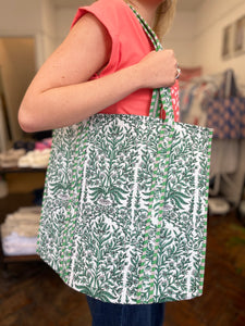 Jasmine Quilted Cotton Tote Green