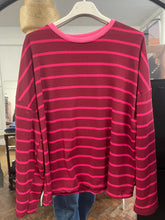 Load image into Gallery viewer, Doris Striped Long Sleeve Burgandy/Pink
