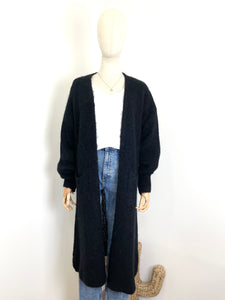 Orla Long Open Cardigan Black