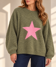 Load image into Gallery viewer, Star Jumper Khaki/Pink
