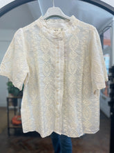 Load image into Gallery viewer, Charlie Embroidered Lace Trim Blouse Cream
