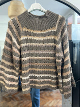 Load image into Gallery viewer, Rowan Textured Stripe Jumper Mocha
