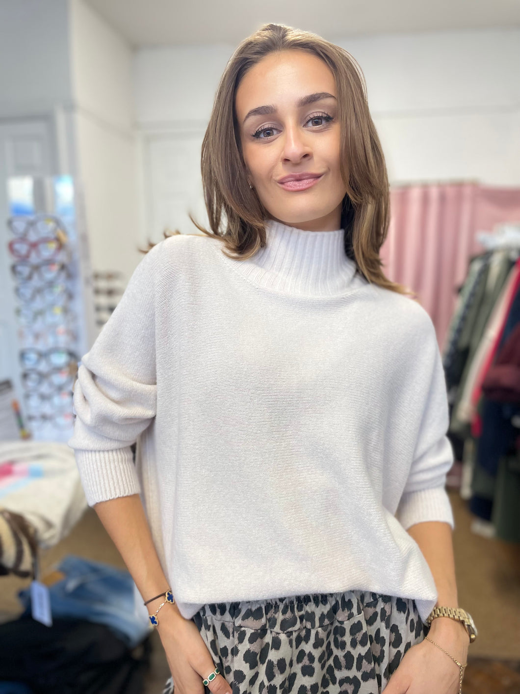 Tammy Ribbed Turtle Neck Jumper Beige