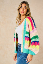 Load image into Gallery viewer, Hand Knitted Rainbow Striped Cardigan in Multi
