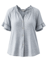 Load image into Gallery viewer, Valencia Checked Voile Short Sleeve Pale Blue
