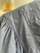 Load image into Gallery viewer, Gayle Long Sleeve Lace Insert Blouse Denim

