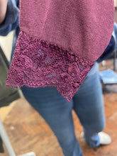 Load image into Gallery viewer, Lace Trim V Neck Modal/Cashmere Base Layer Plum
