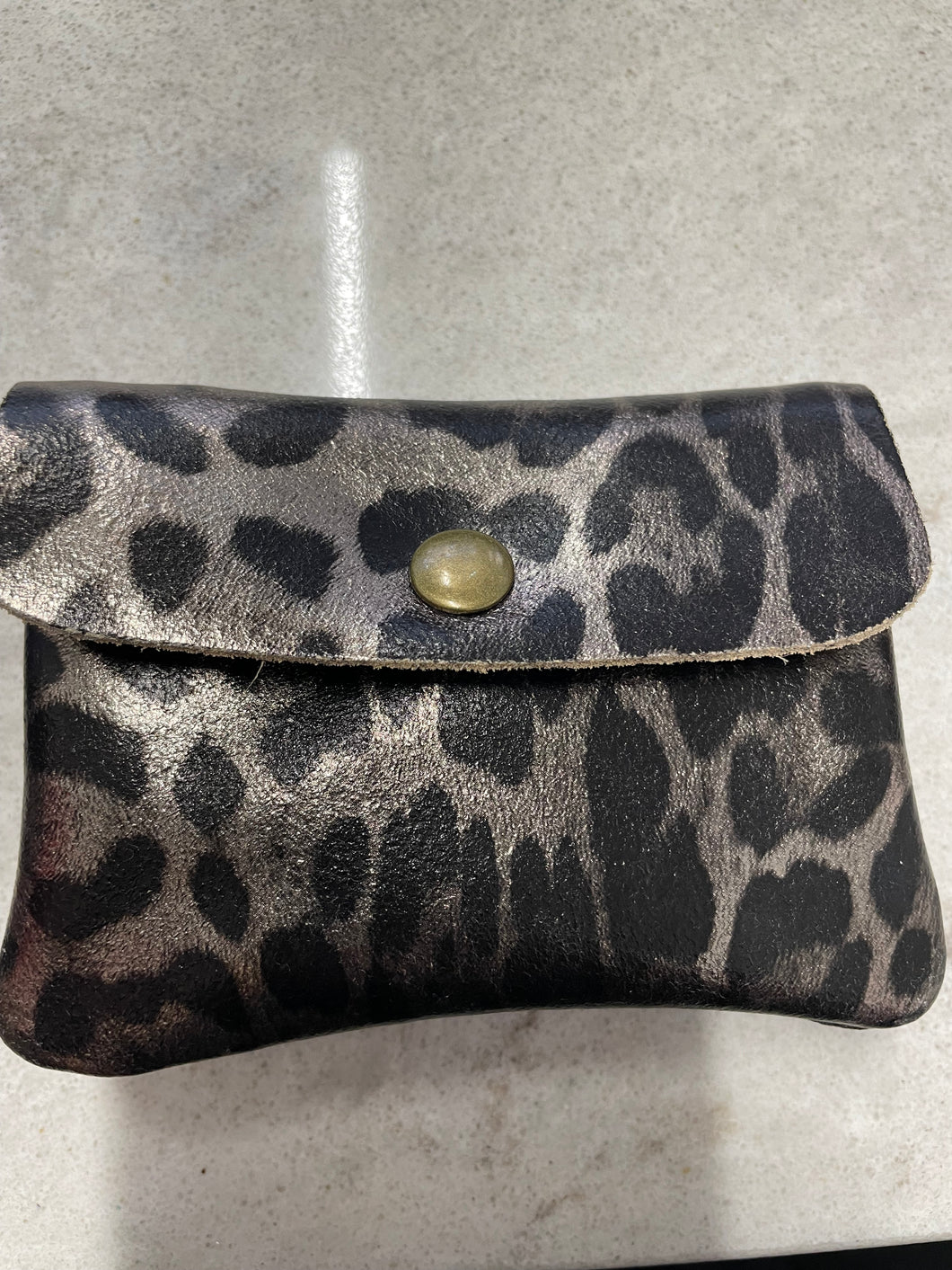 Disco Coin Purse Small - Taupe Leopard