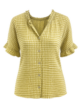 Load image into Gallery viewer, Valencia Checked Voile Short Sleeve Olive
