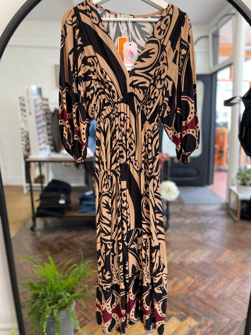 Safi Printed Dress Black/Wine