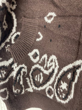 Load image into Gallery viewer, Chocolate Bandana Print Zip Cardigan

