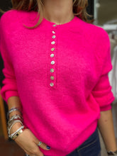 Load image into Gallery viewer, Soft Button Collar Jumper Fuschia
