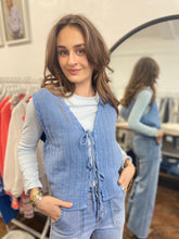 Load image into Gallery viewer, Loveday Rikrak Quilted Bow Front Gilet Airforce
