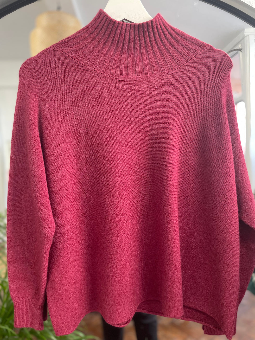 Tammy Ribbed Turtle Neck Jumper Burgundy