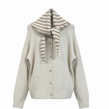 Load image into Gallery viewer, Isla Striped Scarf Cardigan Beige/Taupe
