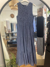 Load image into Gallery viewer, Luna Striped Shirred Dress Navy

