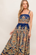 Load image into Gallery viewer, Agatha Printed Woven Midi Dress Navy
