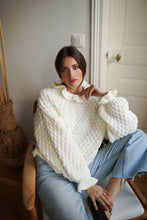 Load image into Gallery viewer, Esme Frill Collar Textured Knit Cream
