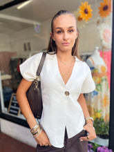 Load image into Gallery viewer, Karina Wrap Knitted Button Top Off White
