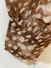Load image into Gallery viewer, Deer Print Pussy Bow Blouse Caramel
