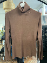Load image into Gallery viewer, Frieda Fine Knit Button Cuff Roll Neck Jumper Chocolate
