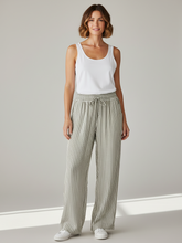 Load image into Gallery viewer, Saskia Wide Striped Trouser Khaki White
