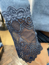 Load image into Gallery viewer, Elara Lace Trim V Neck Blue
