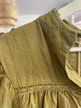 Load image into Gallery viewer, Rosalie Long Sleeve Cotton Stripe Insert Blouse Olive
