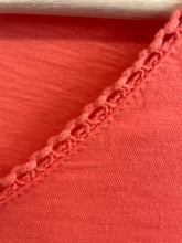 Load image into Gallery viewer, Crochet Edge V Neck T-Shirt Coral
