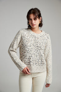 Sabrina Scatter Sequin Jumper Beige