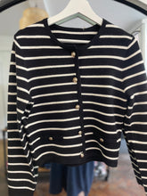 Load image into Gallery viewer, Willow Striped Button Cardigan Black
