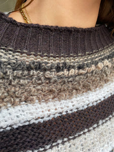 Kira Textured Stripe Jumper Chocolate