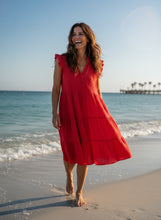 Load image into Gallery viewer, Sunny Cheesecloth Swing Dress Red

