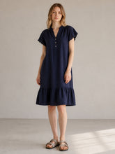 Load image into Gallery viewer, Soraya Cheesecloth Swing Dress Navy
