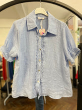 Load image into Gallery viewer, Sara Short Sleeve Linen Collared Shirt Pale Blue
