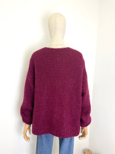 Bernadette Oversized Mohair Cardigan Bordeaux