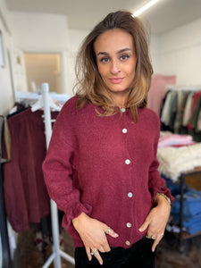 Alpaca Frill Cuff Cardigan Wine