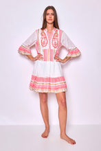 Load image into Gallery viewer, Neon Pink Embroidered &amp; Beaded Short Dress
