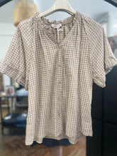 Load image into Gallery viewer, Valencia Checked Voile Short Sleeve Taupe
