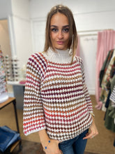 Load image into Gallery viewer, Fawn Funnel Neck Jumper Cream/Autumn Stripe
