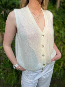 Mae Mohair Button Tank Cream