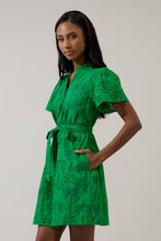 Load image into Gallery viewer, Ema Shift Mini Dress Palms Eyelet: Green
