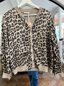 Leopard Satin Bomber Beige