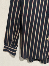 Load image into Gallery viewer, Matilda Striped Ruffle Neck Blouse Navy
