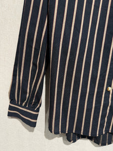 Matilda Striped Ruffle Neck Blouse Navy