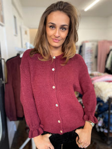 Alpaca Frill Cuff Cardigan Wine