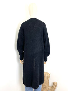 Orla Long Open Cardigan Black