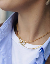 Load image into Gallery viewer, Gold Herringbone Toggle Chain Necklace, Waterproof
